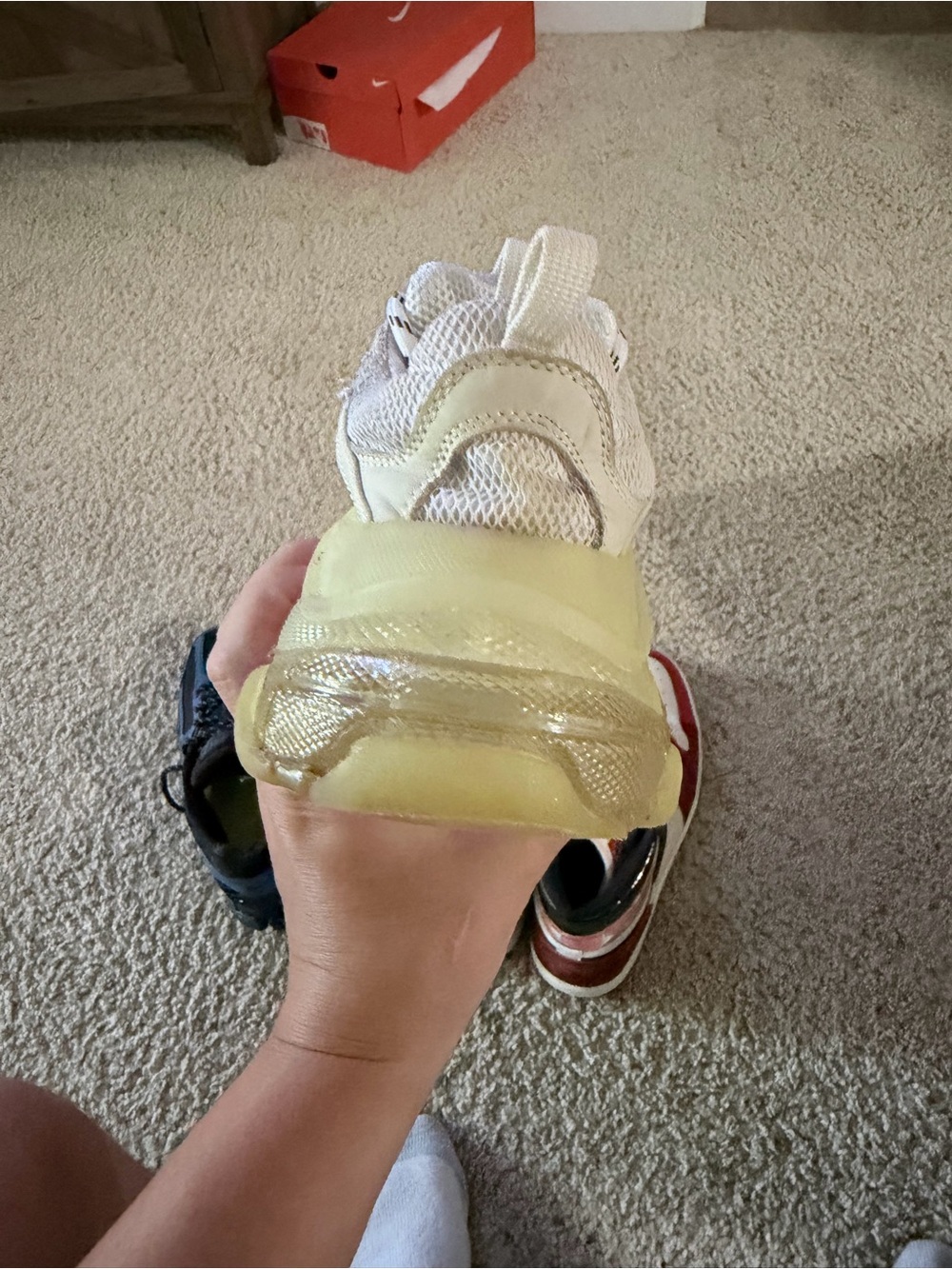 Balenciaga Triple S Trainer in Off-White with Yellow Sole - Picture 3 of 9